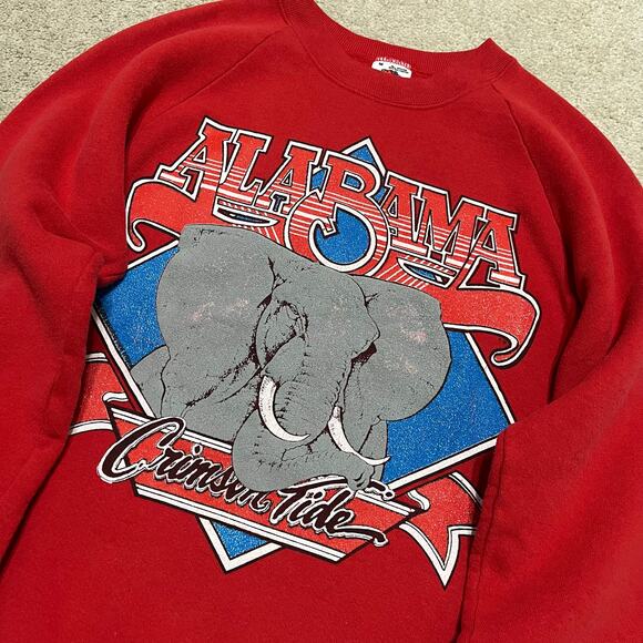 Vintage 80s Alabama Crimson Tide Elephant Graphic Red Crewneck Medium - Picture 1 of 7